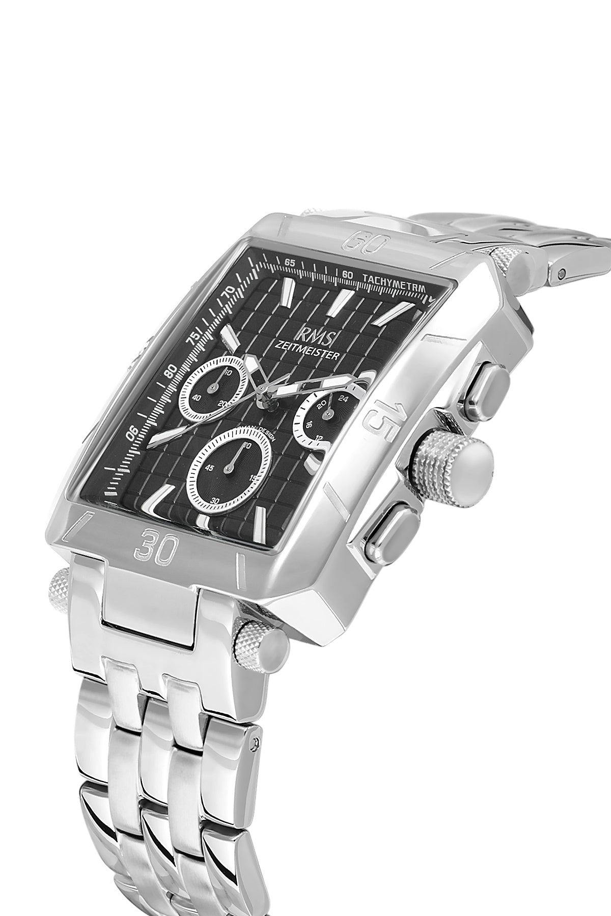 RMS Men's Black Dial Silver Stainless Steel Watch - RMS.1.AG2054.02