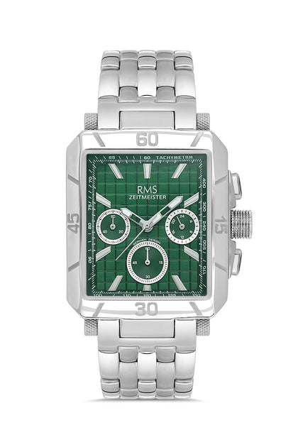 RMS Zeitmeister Green Dial Silver Plated Men's Watch - Stainless Steel Bracelet - RMS.1.AG2054.04