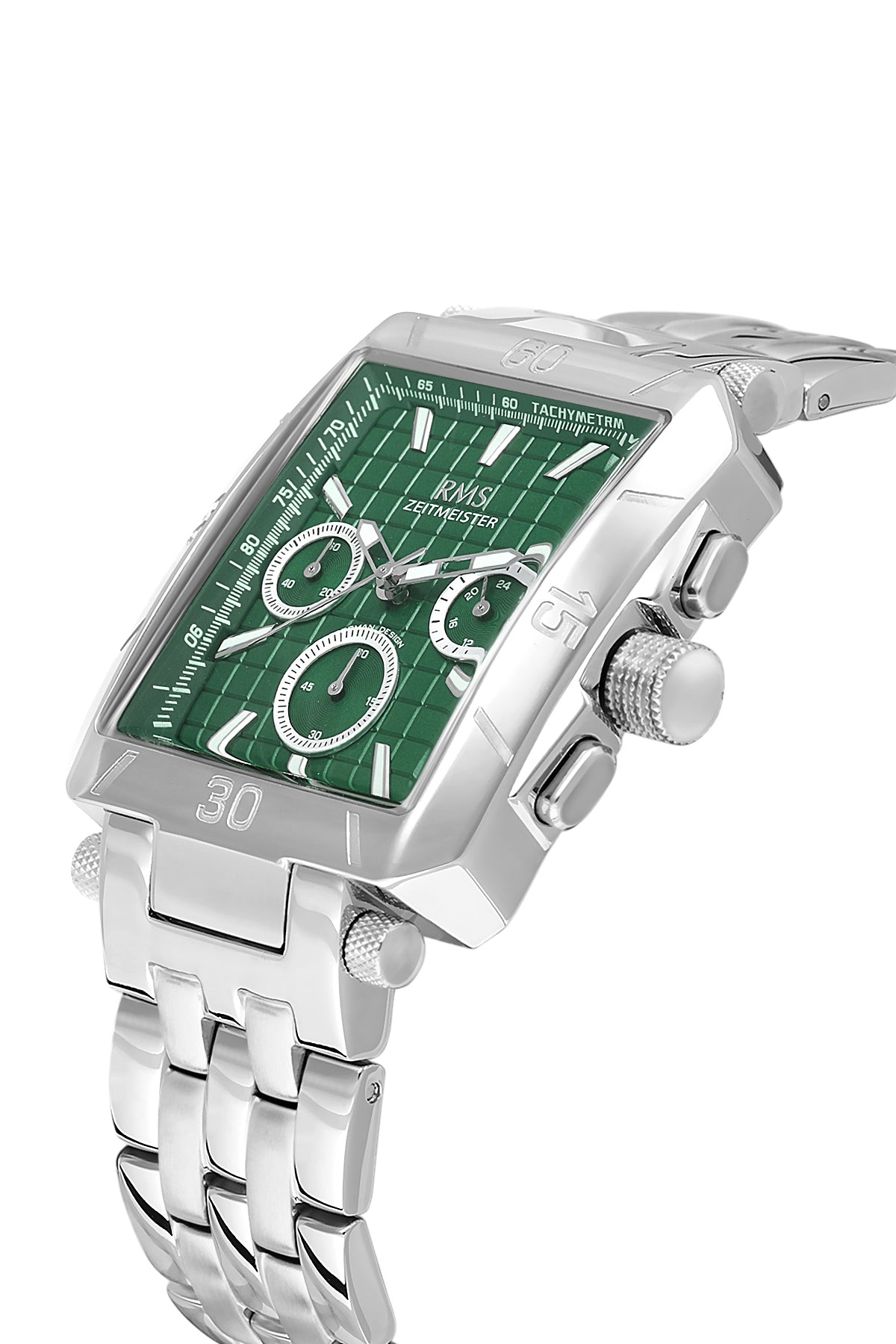RMS Men's Green Dial Silver Stainless Steel Watch - RMS.1.AG2054.04 - 3