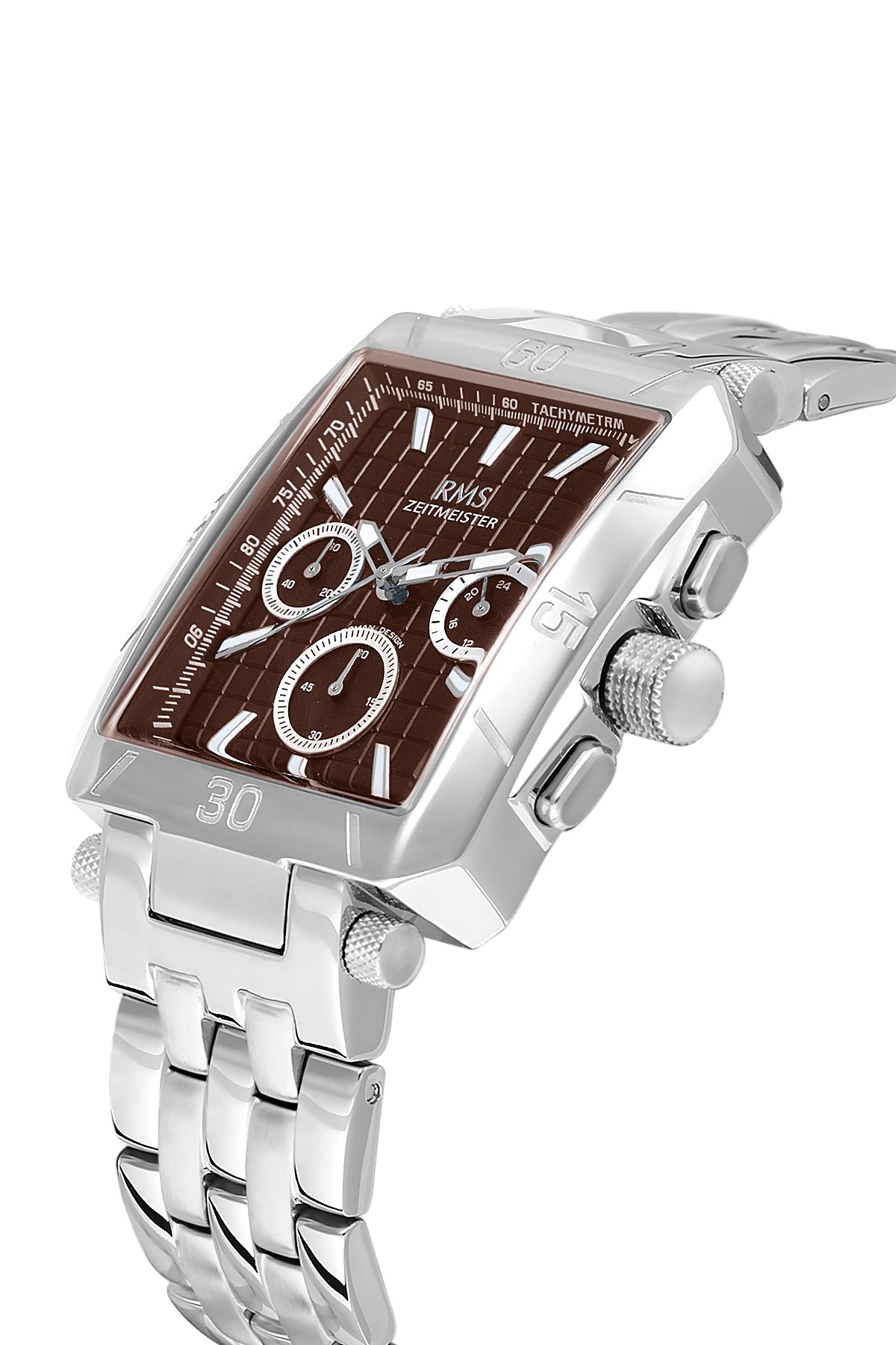 RMS Men's Brown Dial Silver Stainless Steel Watch - RMS.1.AG2054.07