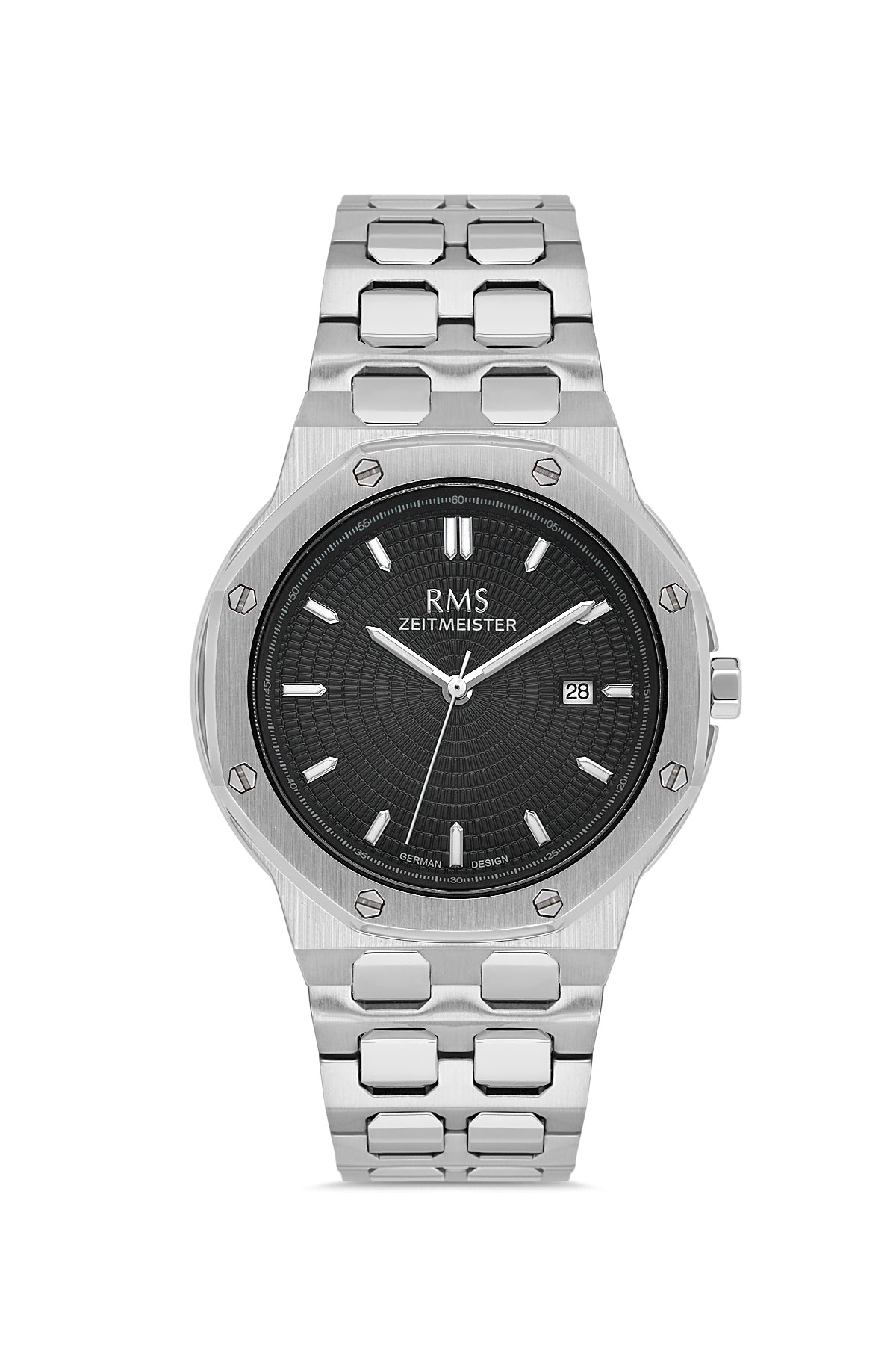 RMS Men's Black Dial Silver Stainless Steel Watch - RMS.1.AG2052.02