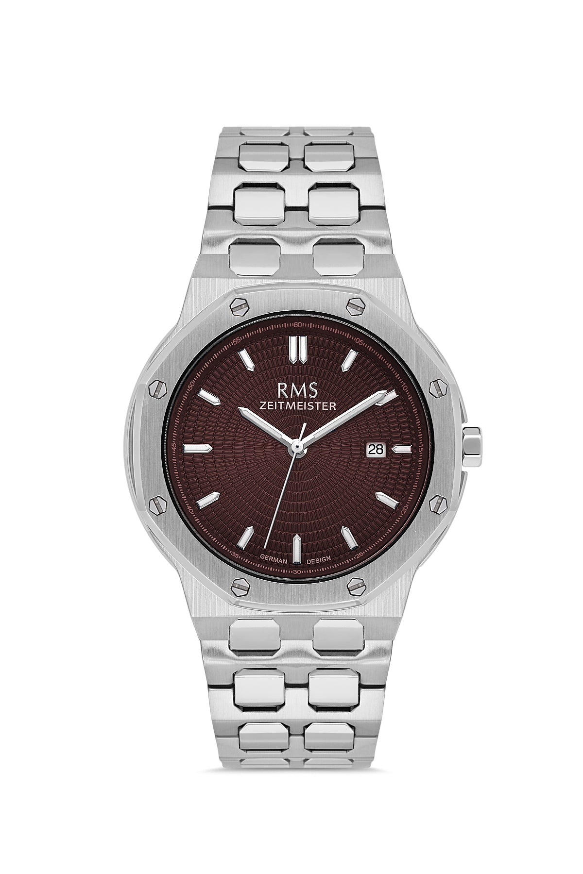 RMS Men's Brown Dial Silver Stainless Steel Watch - RMS.1.AG2052.05
