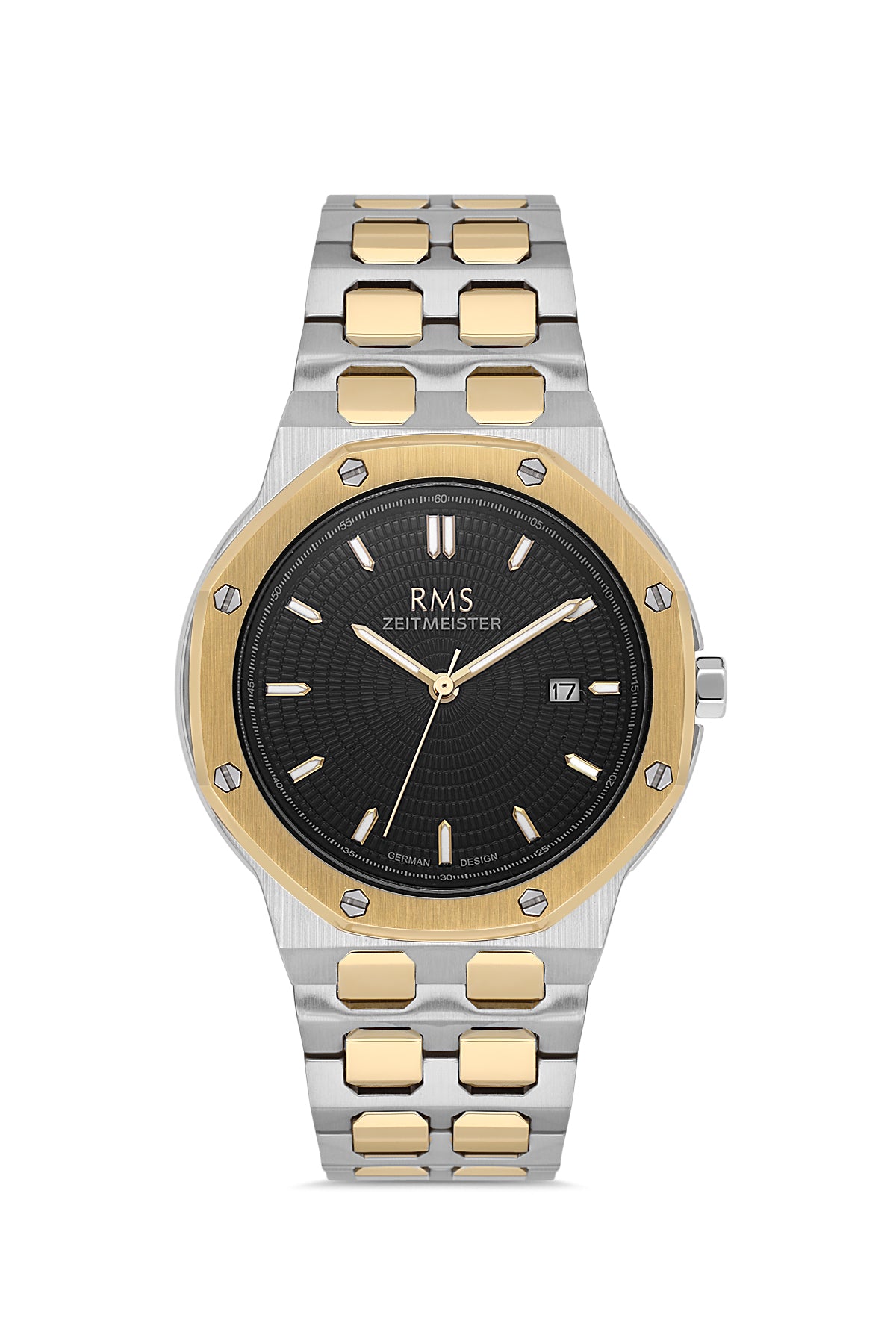 RMS Men's Black Dial Gold & Silver Stainless Steel Watch - RMS.1.AG2052.06