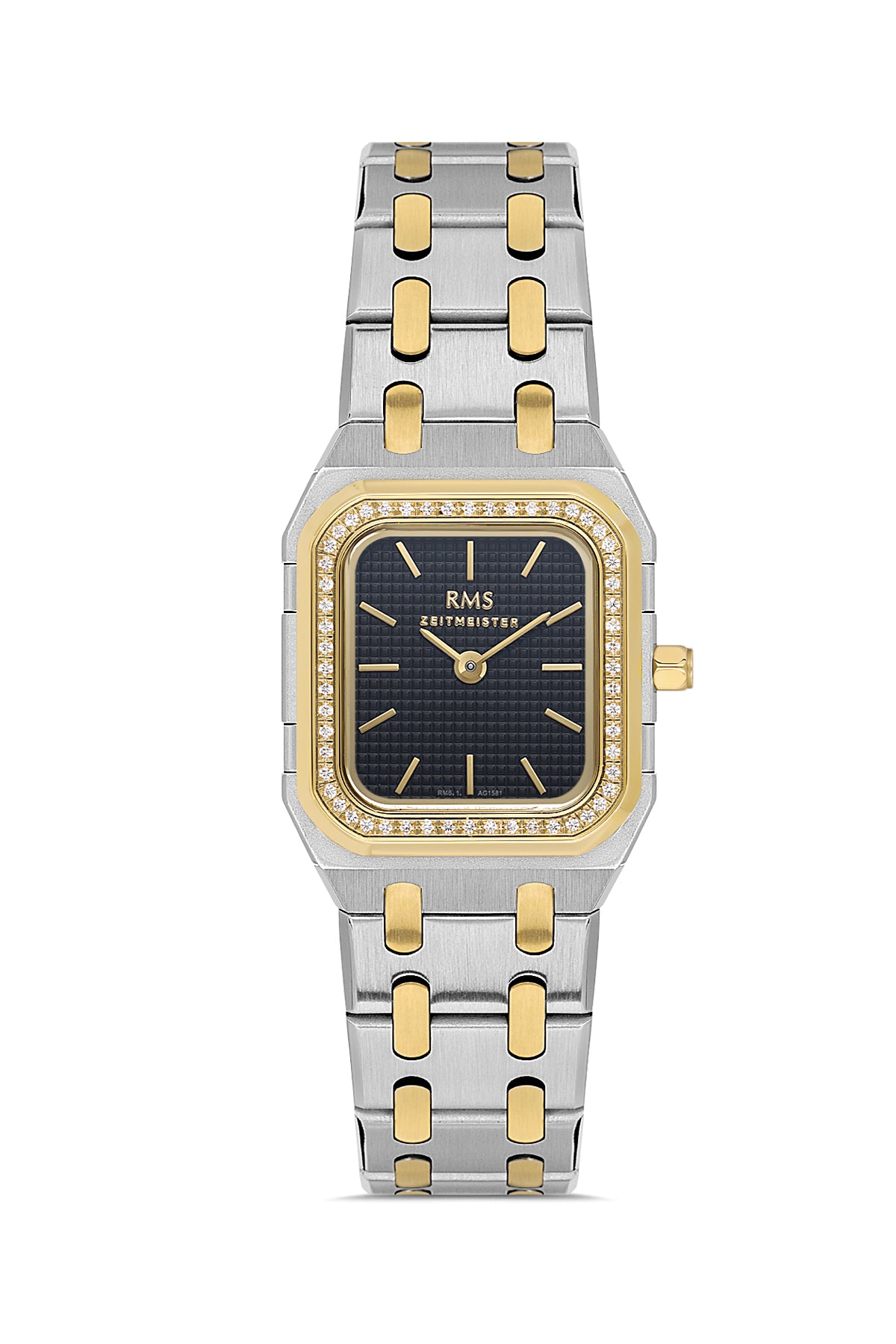 RMS Zeitmeister RMS.1.AG1581.05 women's watch with black dial, two-tone case and stainless steel bracelet