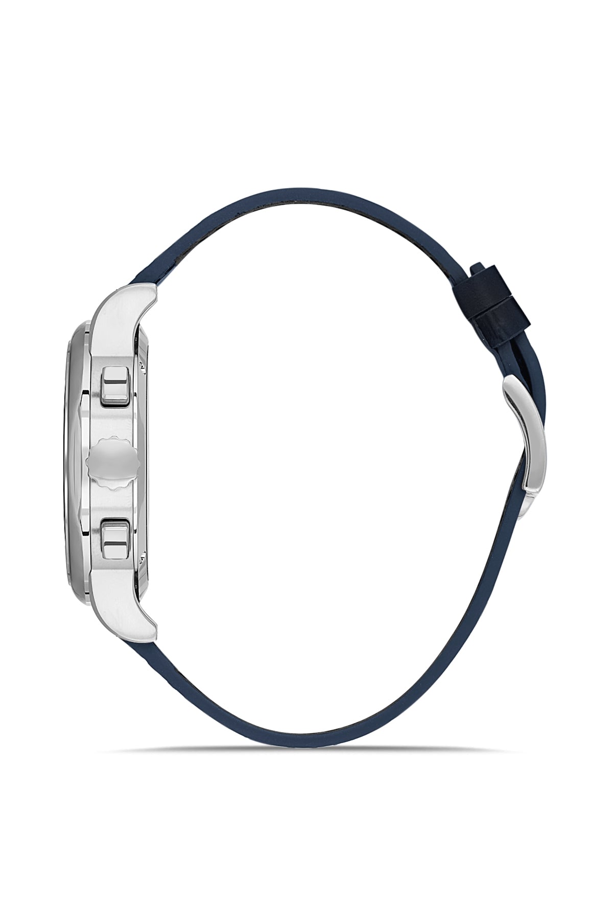 RMS Zeitmeister RMS.1.AG1624.12 men's watch with blue dial, silver case and genuine leather strap – side view