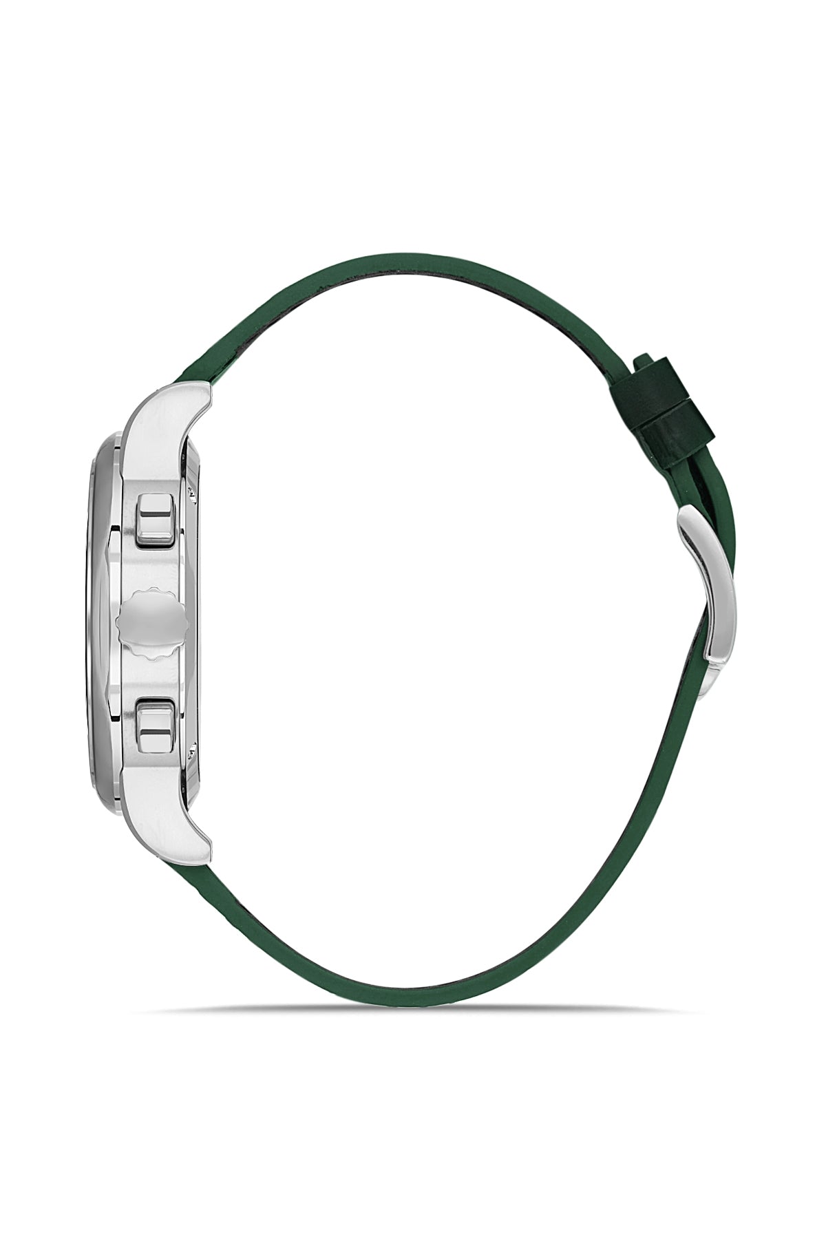 RMS Zeitmeister RMS.1.AG1624.14 men's watch with green dial, silver case and genuine leather strap – side view