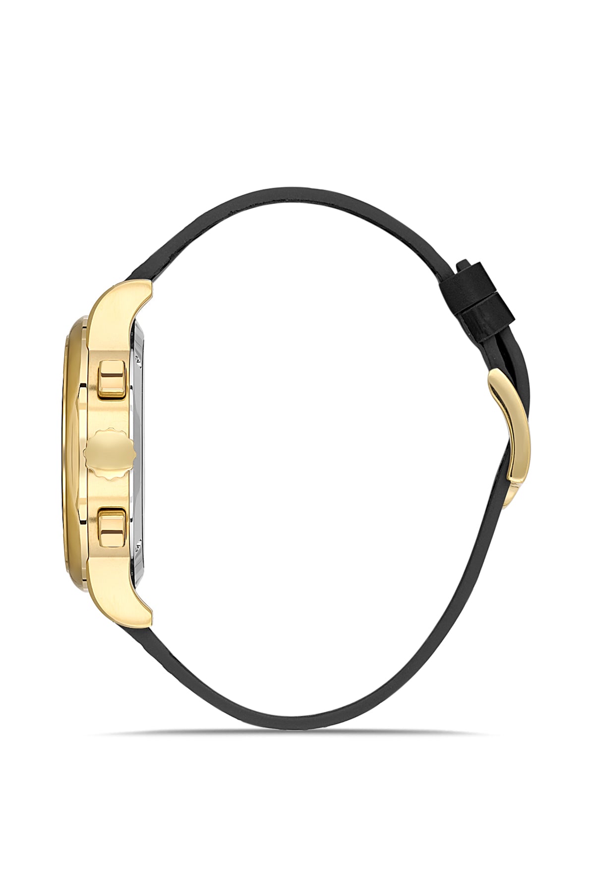 RMS Zeitmeister RMS.1.AG1624.16 men's watch with black dial, gold case and genuine leather strap – side view
