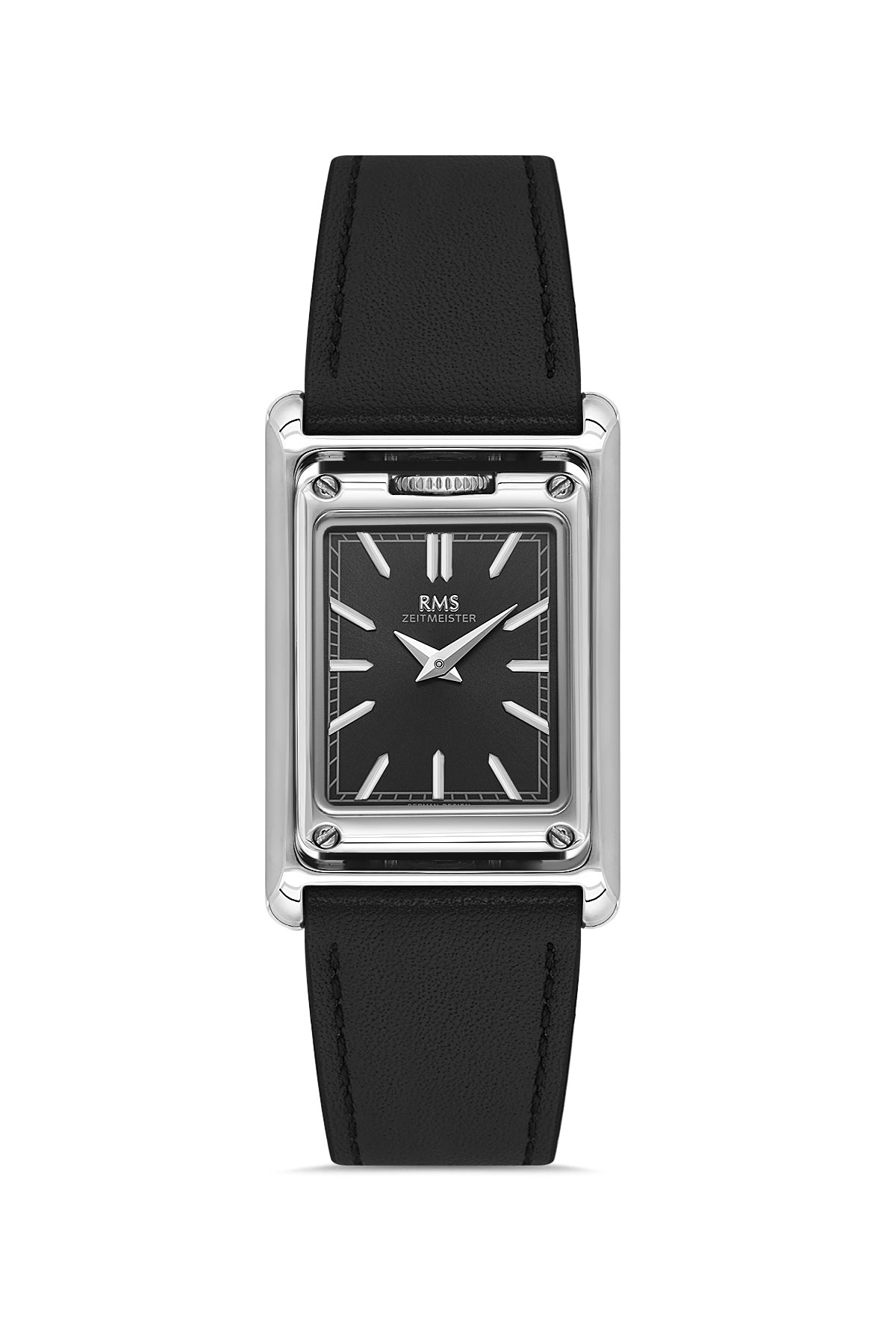 RMS Men's Black Dial Silver Leather Watch - RMS.1.AG1644.02