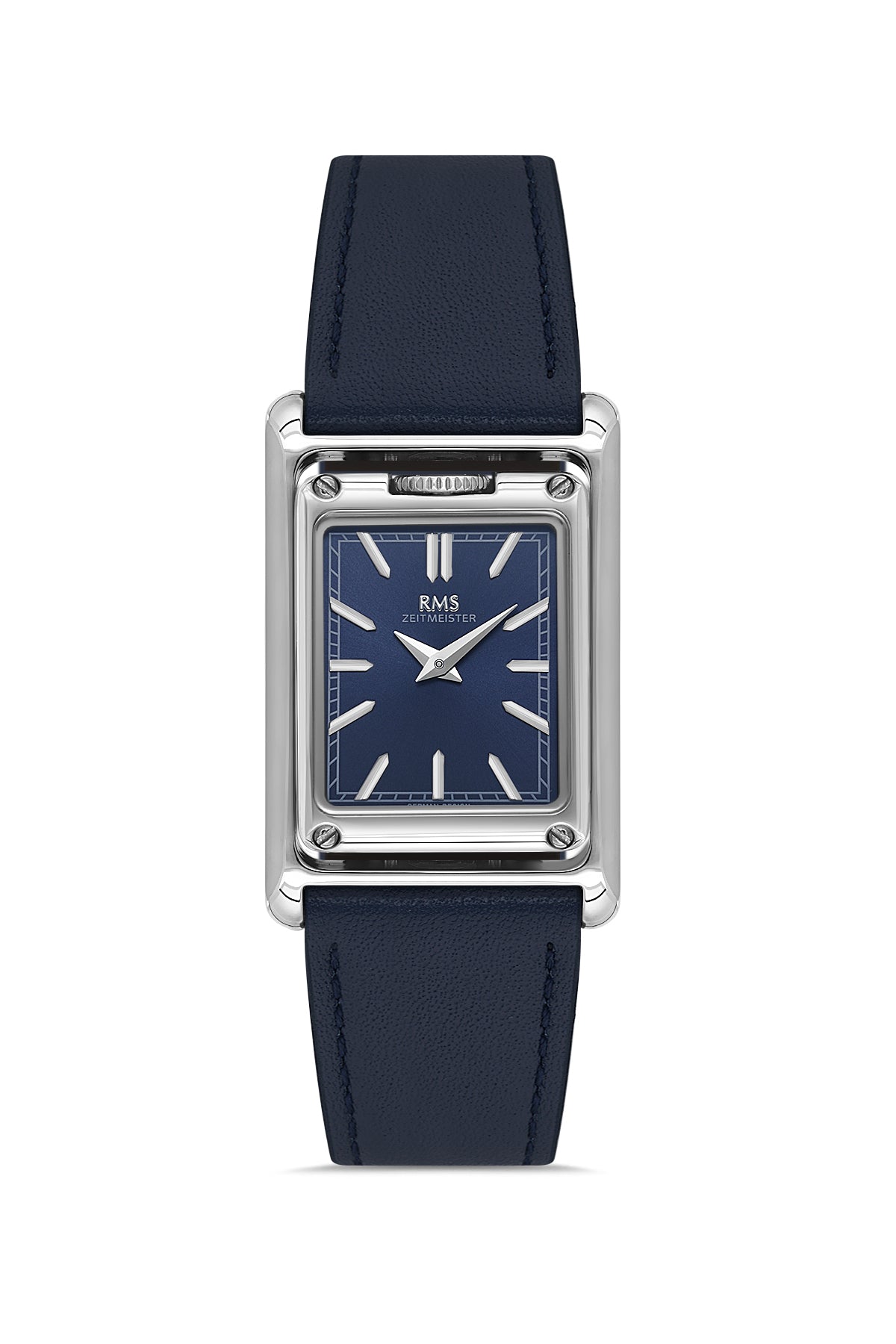 RMS Men's Blue Dial Silver Leather Watch - RMS.1.AG1644.03