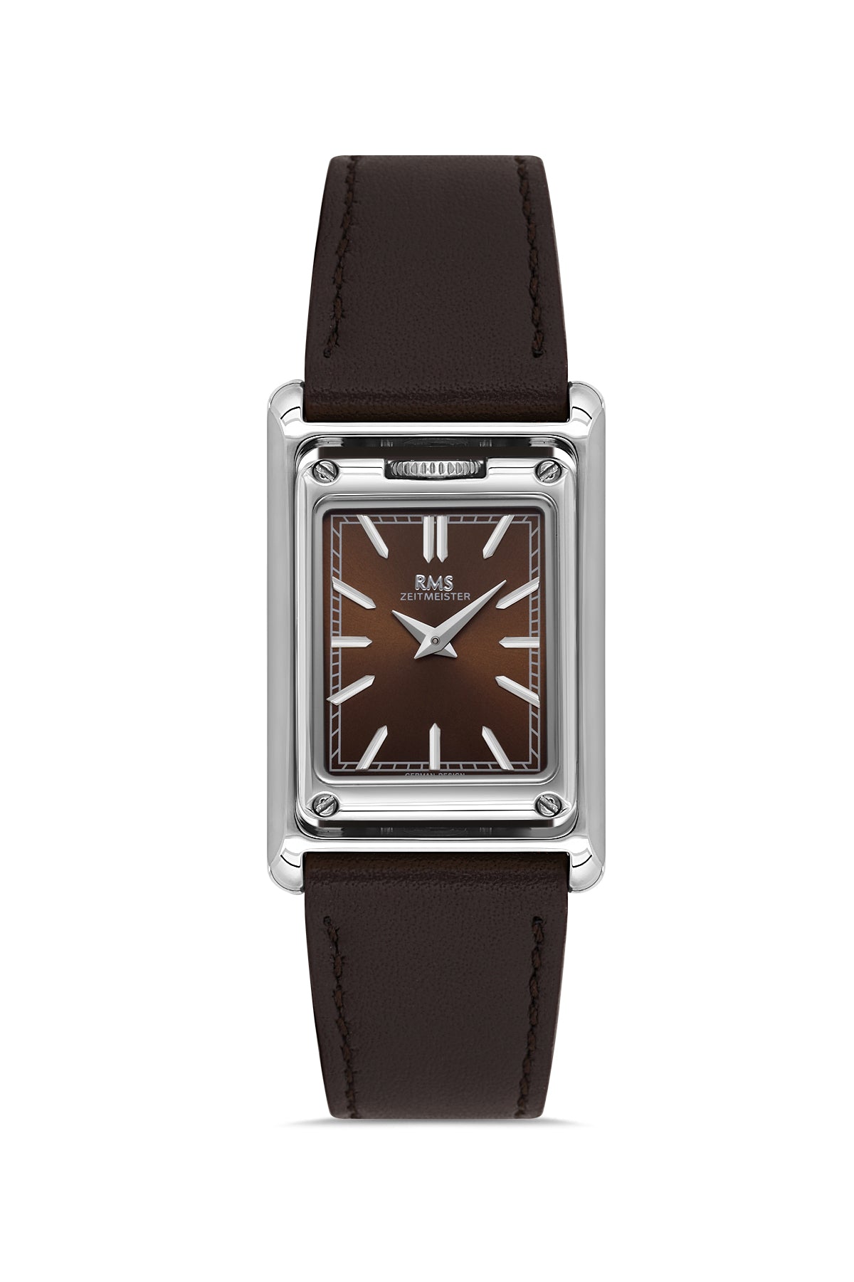 RMS Men's Brown Dial Silver Leather Watch - RMS.1.AG1644.05