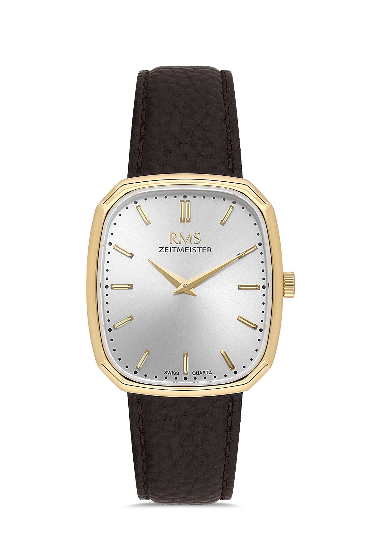 RMS Men's Silver Dial Gold Leather Strap Watch - RMS.1.AG2048.04