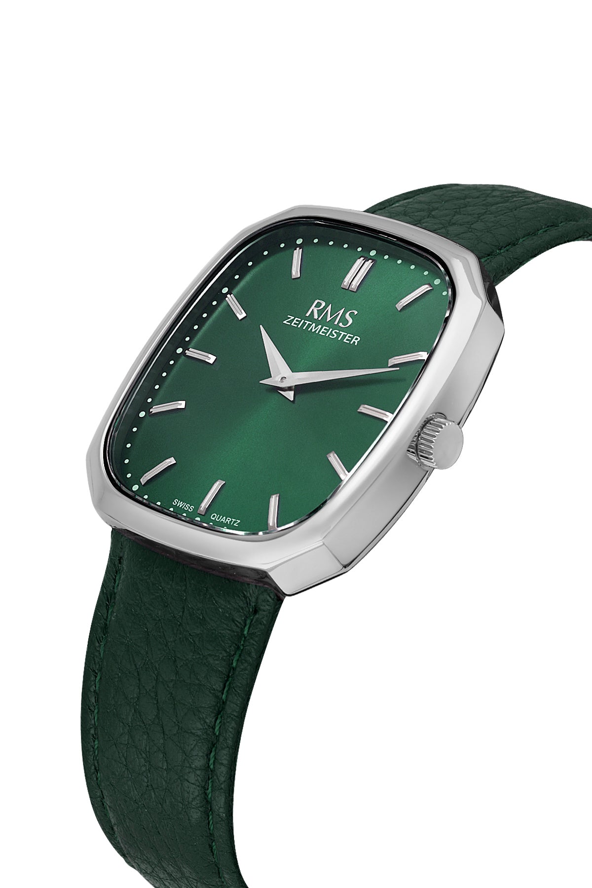 RMS Men's Green Dial Silver Leather Strap Watch - RMS.1.AG2048.07 - 3