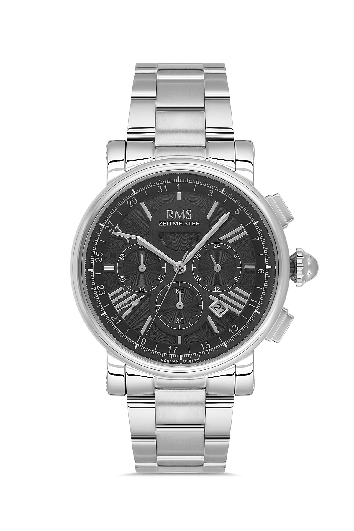 RMS Men's Black Dial Silver Stainless Steel Watch - RMS.1.AG2058.02