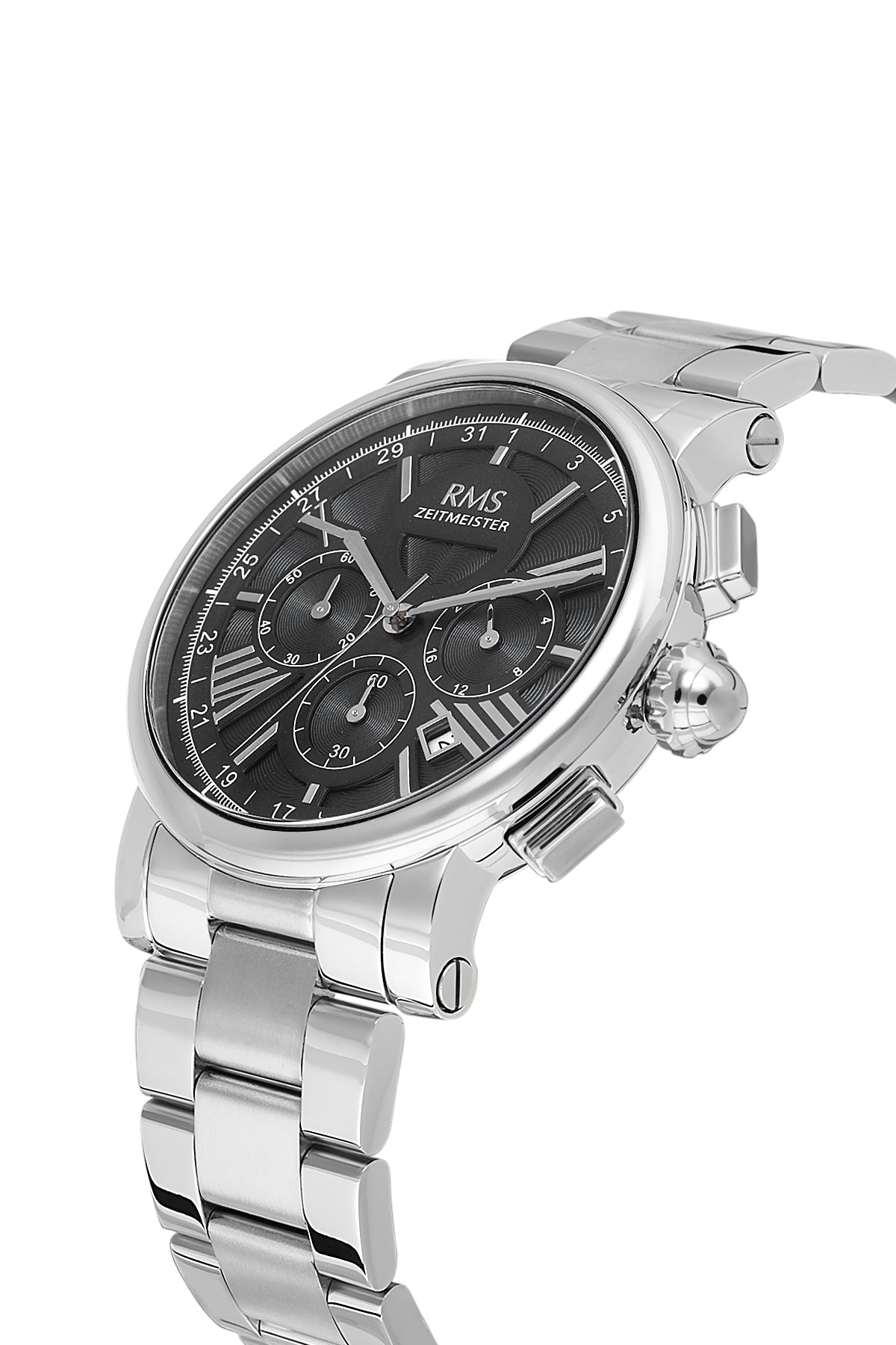 RMS Men's Black Dial Silver Stainless Steel Watch - RMS.1.AG2058.02 - 3