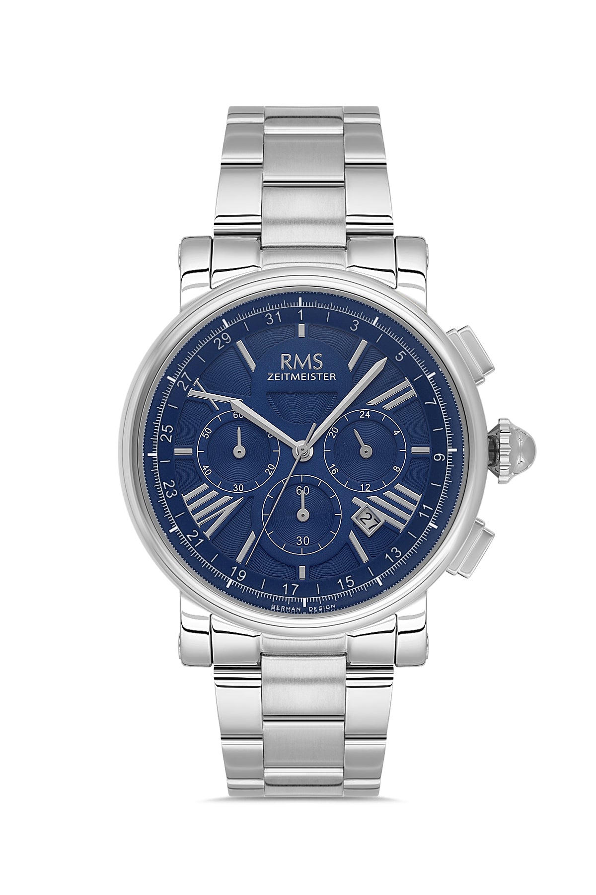 RMS Men's Blue Dial Silver Stainless Steel Watch - RMS.1.AG2058.03