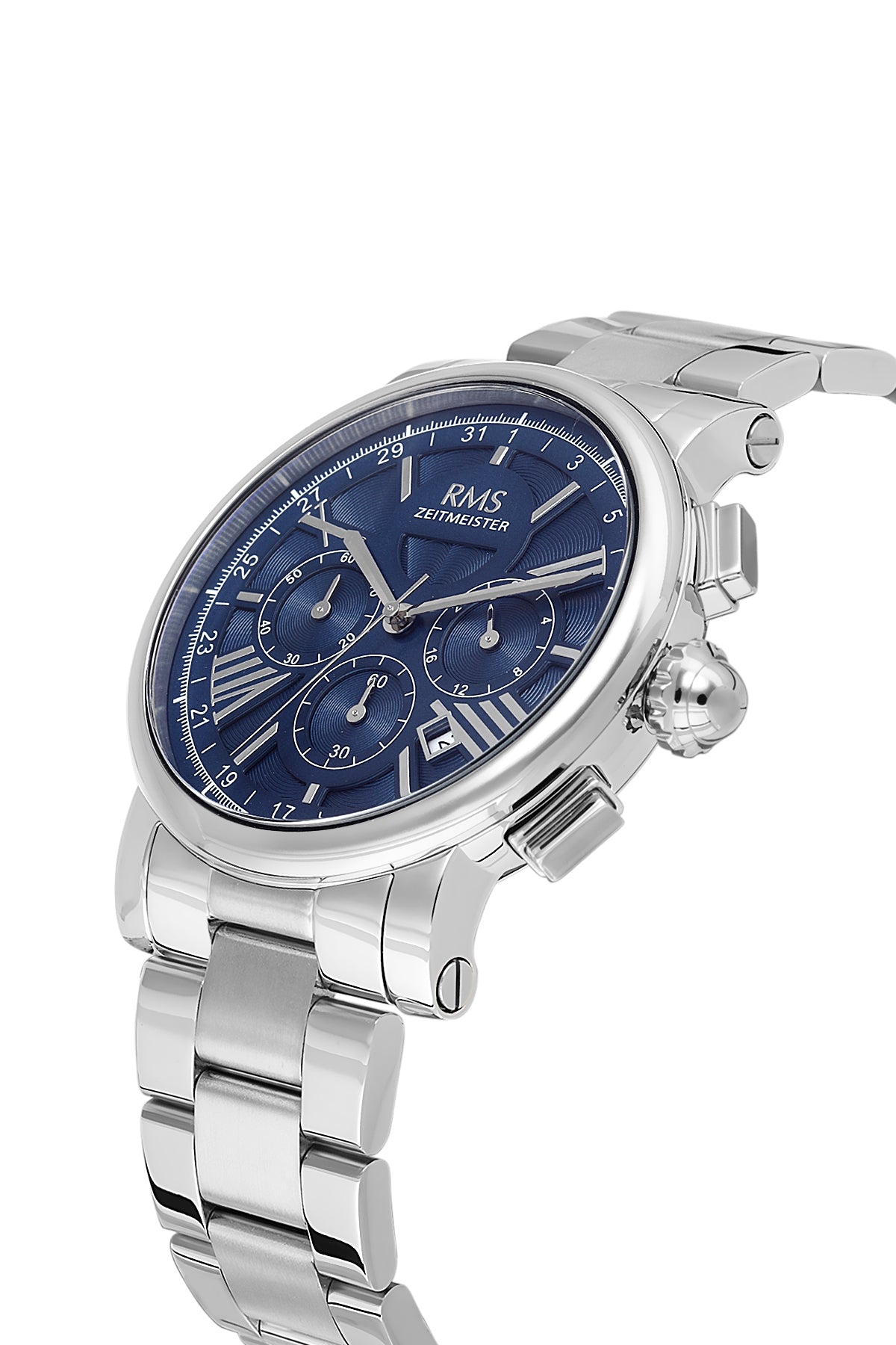 RMS Men's Blue Dial Silver Stainless Steel Watch - RMS.1.AG2058.03