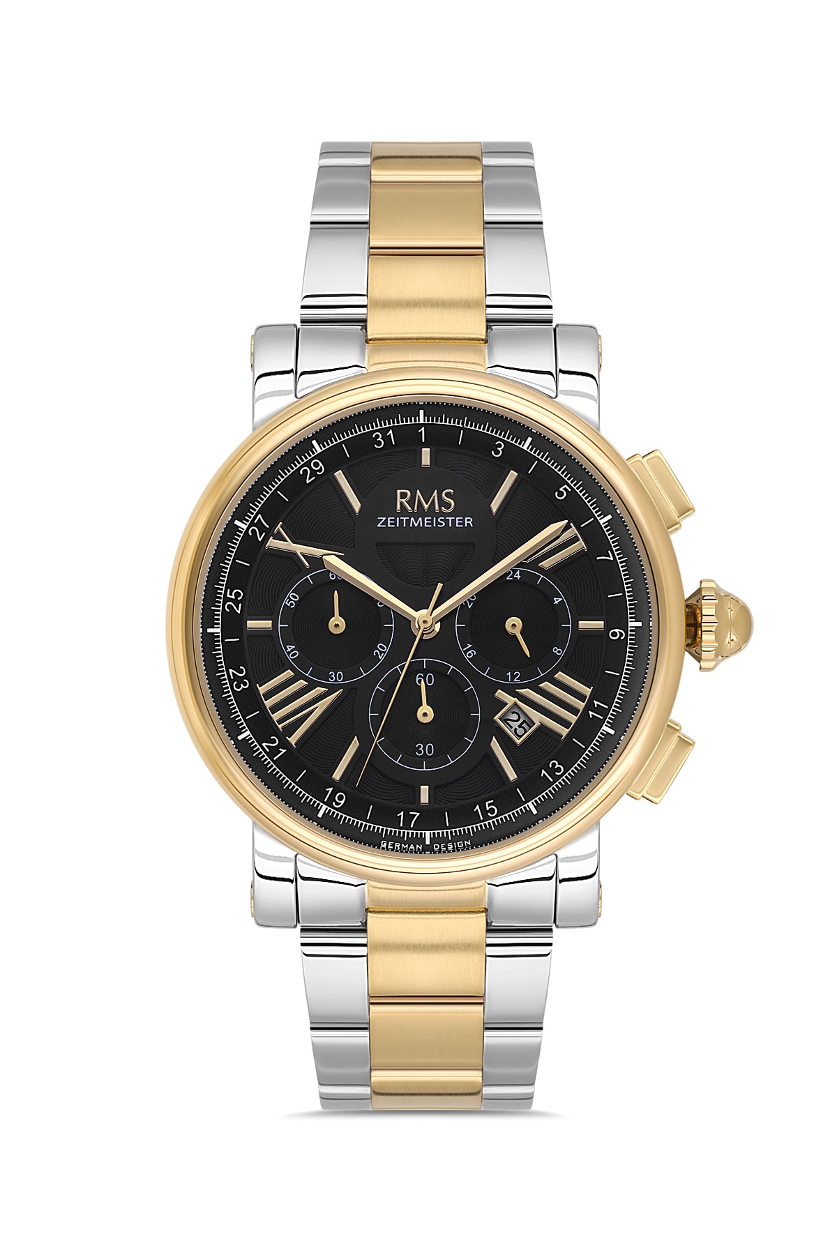 RMS Men's Black Dial Gold & Silver Stainless Steel Watch - RMS.1.AG2058.05