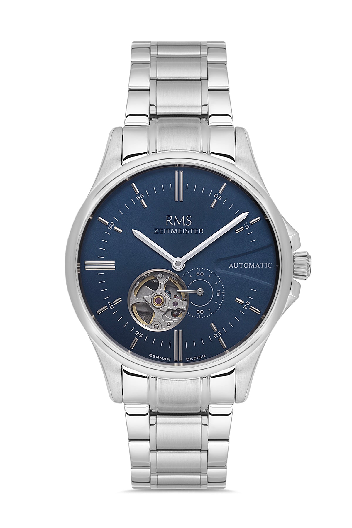 RMS Men's Blue Dial Silver Stainless Steel Watch - RMS.1.AG2076.04