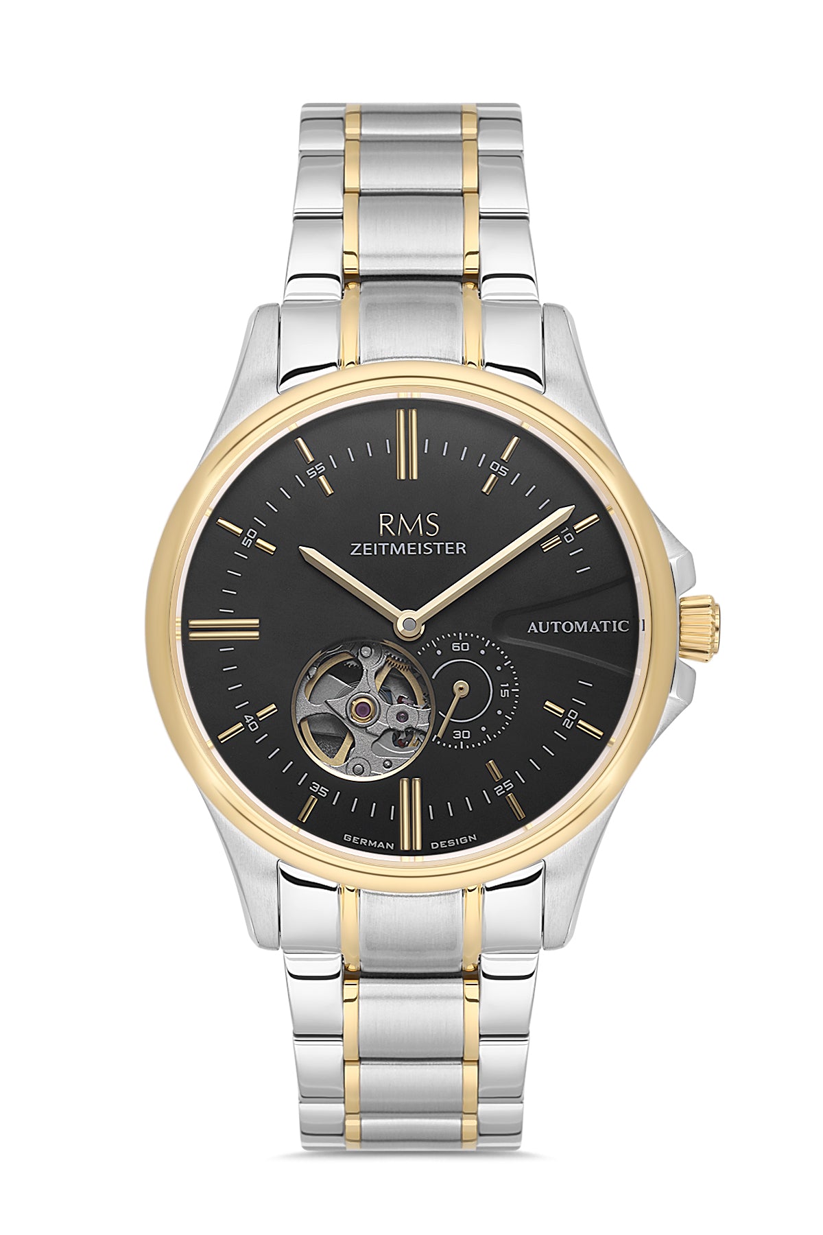 RMS Men's Black Dial Gold & Silver Stainless Steel Watch - RMS.1.AG2076.06
