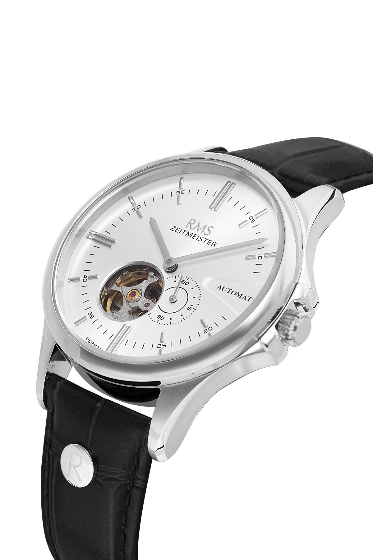 RMS Men's Silver Dial Silver Leather Strap Watch - RMS.1.AG2077.01 - 3