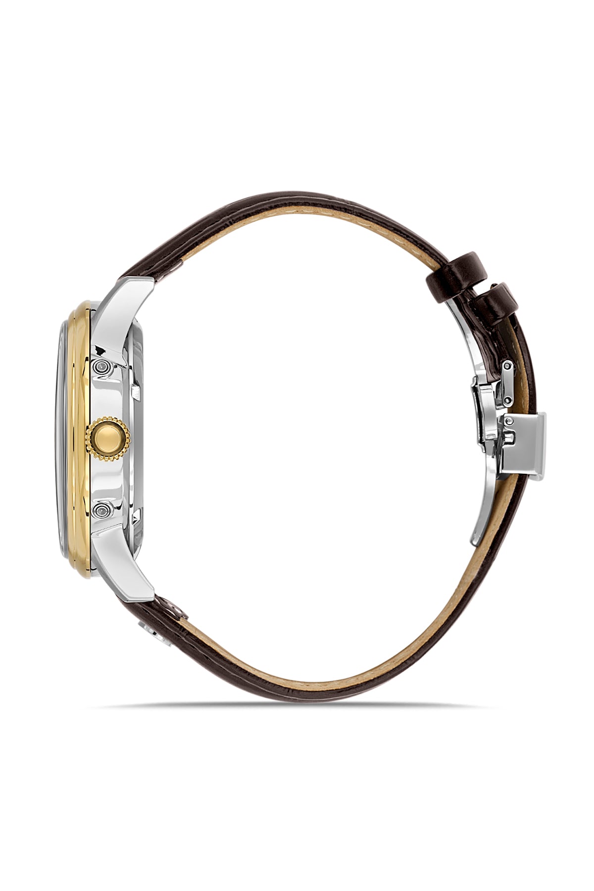 RMS Men's Silver Dial Gold & Silver Leather Strap Watch - RMS.1.AG2078.04