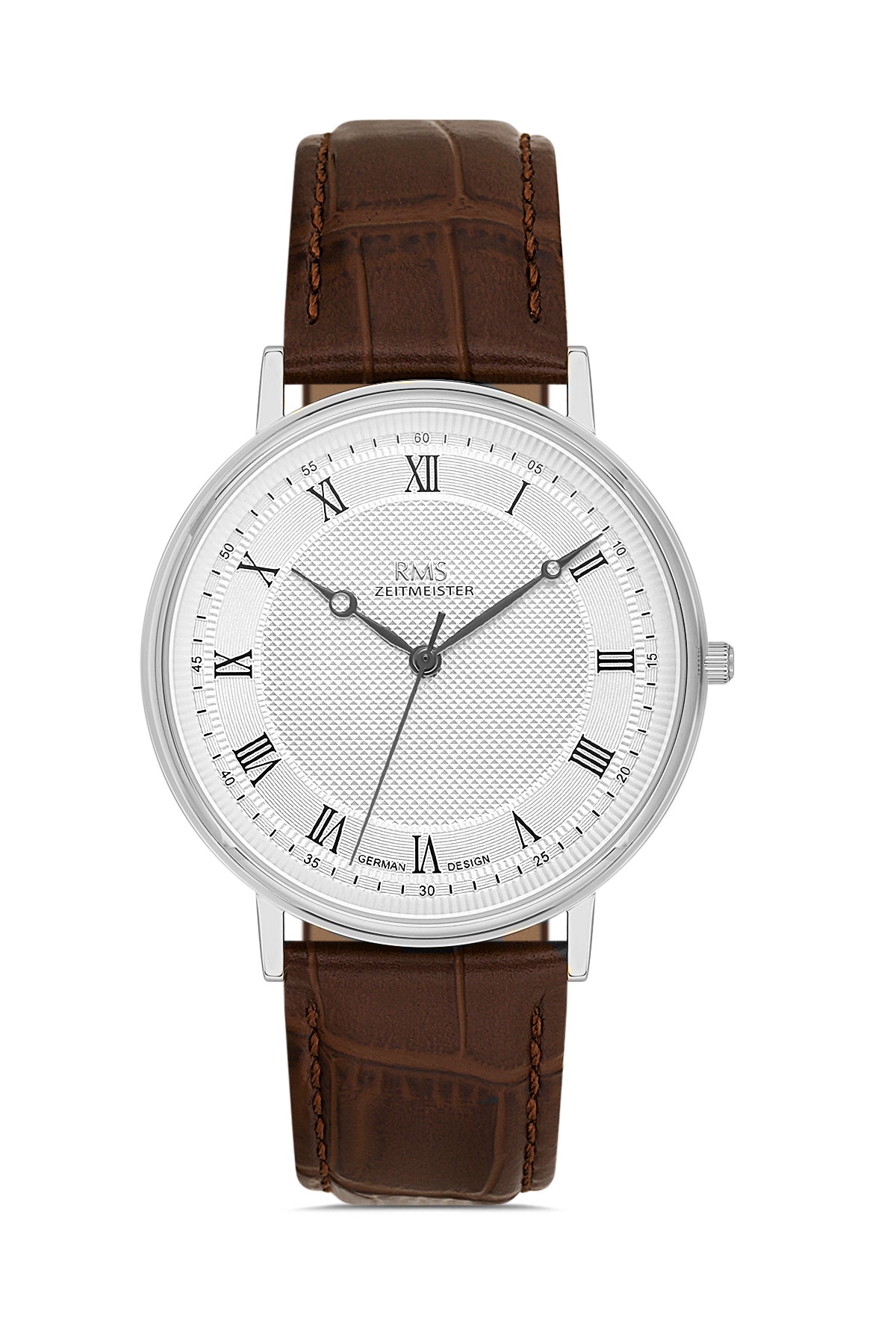 RMS Men's Silver Dial Silver Leather Watch - RMS.1.AG2091.110-WA22