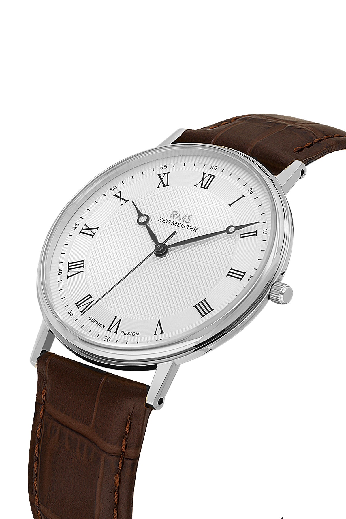 RMS Men's Silver Dial Silver Leather Watch - RMS.1.AG2091.110-WA22
