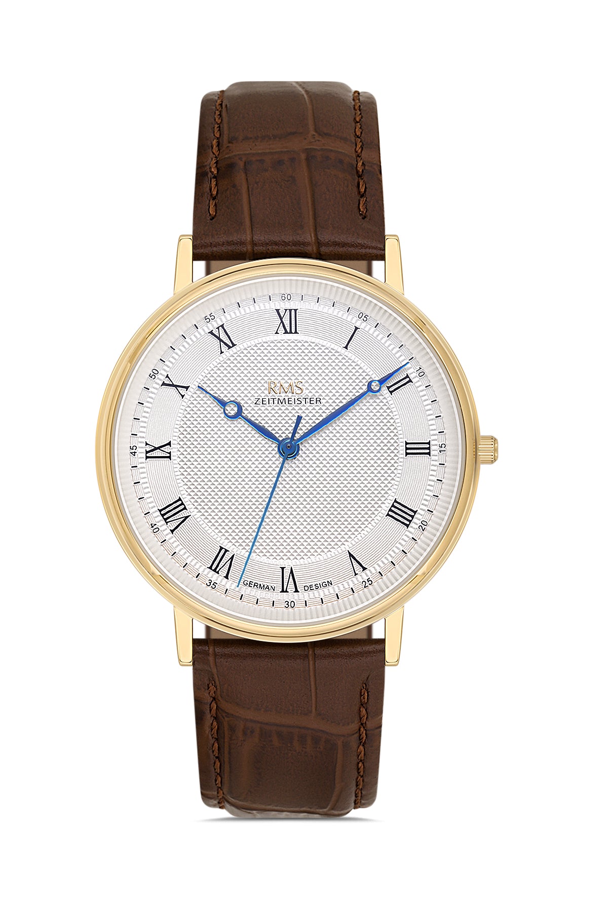 RMS Men's Silver Dial Gold Leather Watch - RMS.1.AG2091.160-GA22