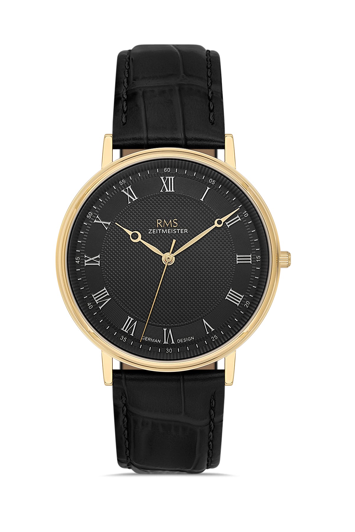 RMS Men's Black Dial Gold Leather Watch - RMS.1.AG2091.172-GA31