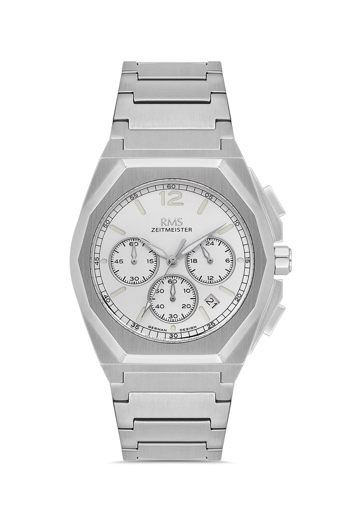 RMS Men's Silver Dial Silver Chronograph Stainless Steel Watch - RMS.1.AG2096.10