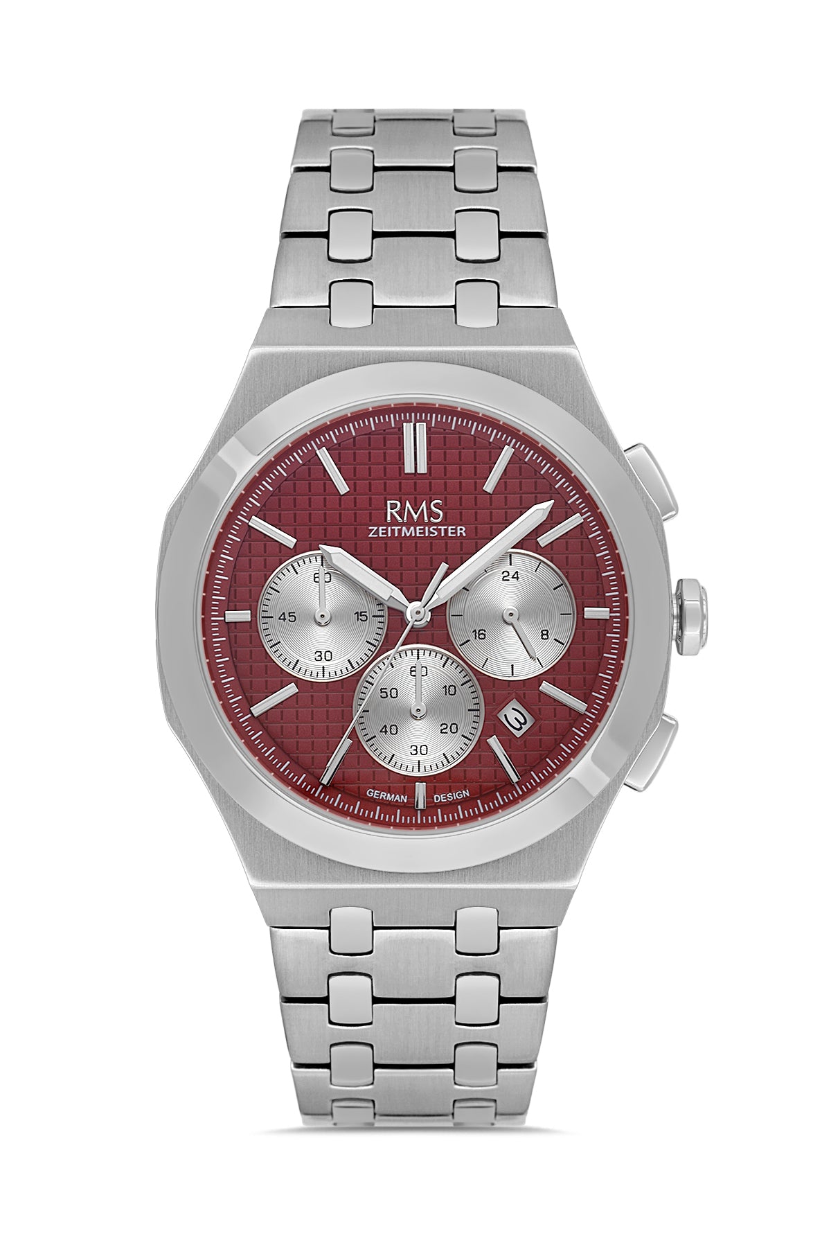 RMS Men's Burgundy Dial Silver Stainless Steel Watch - RMS.1.AG2102.113