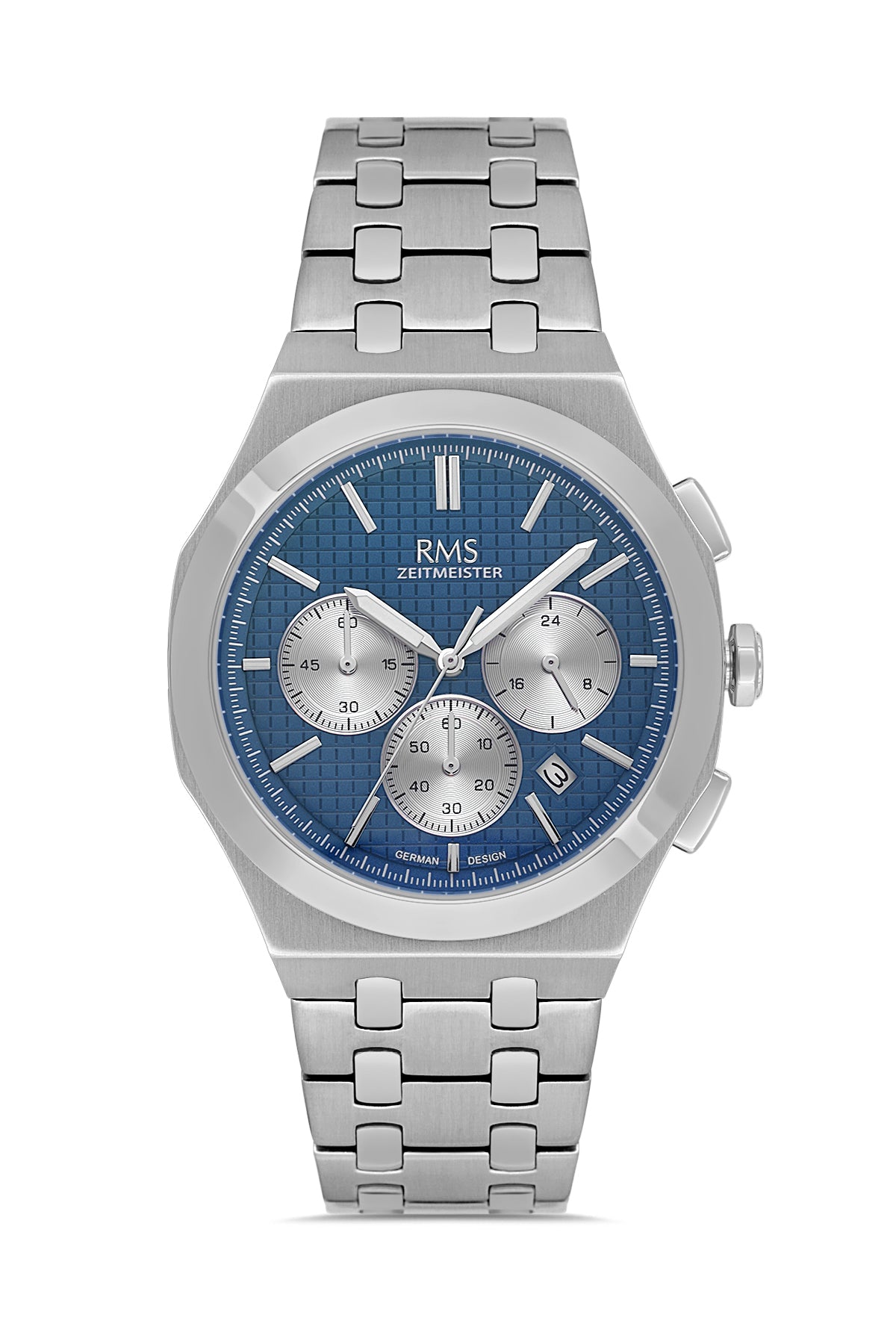 RMS Men's Blue Dial Silver Stainless Steel Watch - RMS.1.AG2102.14