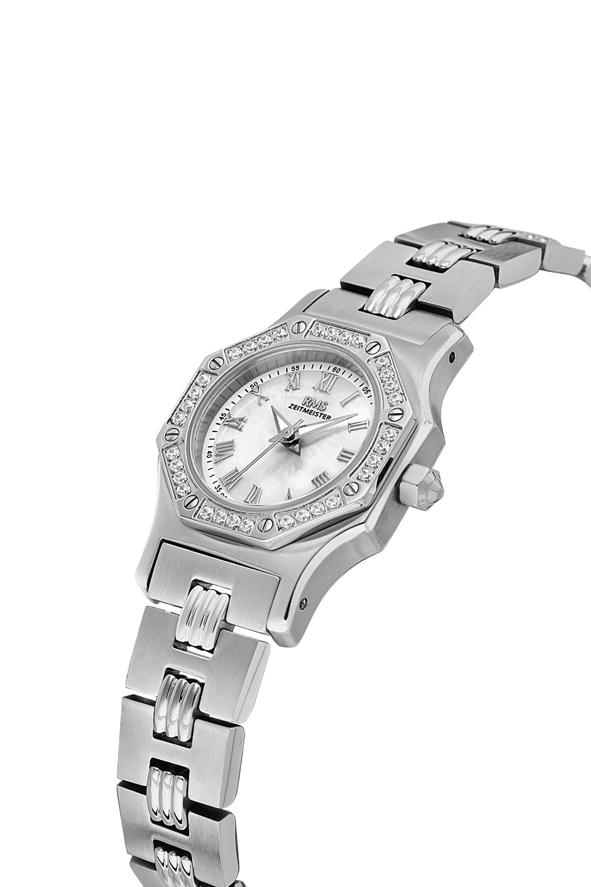RMS Women's Silver Dial Silver Stone Detailed Stainless Steel Watch - RMS.1.AG2107.10