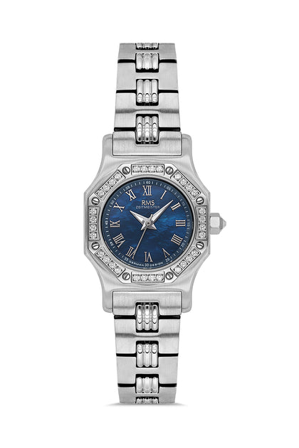 RMS Zeitmeister Blue Dial Silver Plated Women's Watch - Stainless Steel Bracelet - RMS.1.AG2107.13