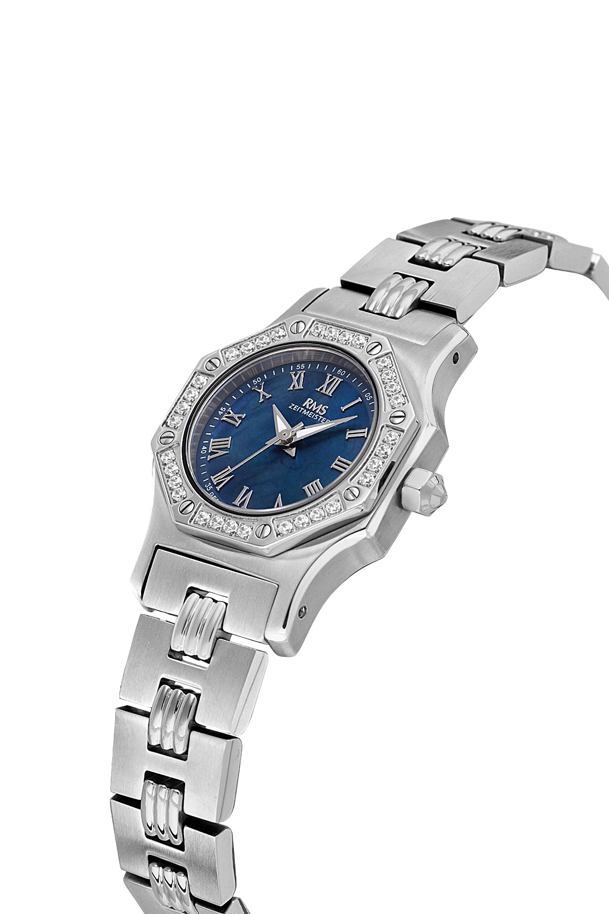 RMS Women's Blue Dial Silver Stone Detailed Stainless Steel Watch - RMS.1.AG2107.13