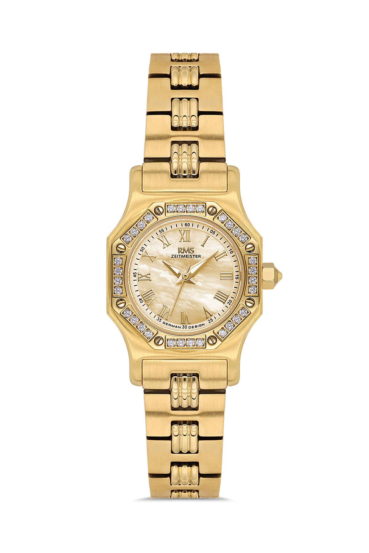 RMS Women's Gold Dial Gold Stone Detailed Stainless Steel Watch - RMS.1.AG2107.25