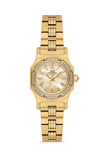 RMS Zeitmeister Gold Dial Gold Plated Women's Watch - Stainless Steel Bracelet - RMS.1.AG2107.25