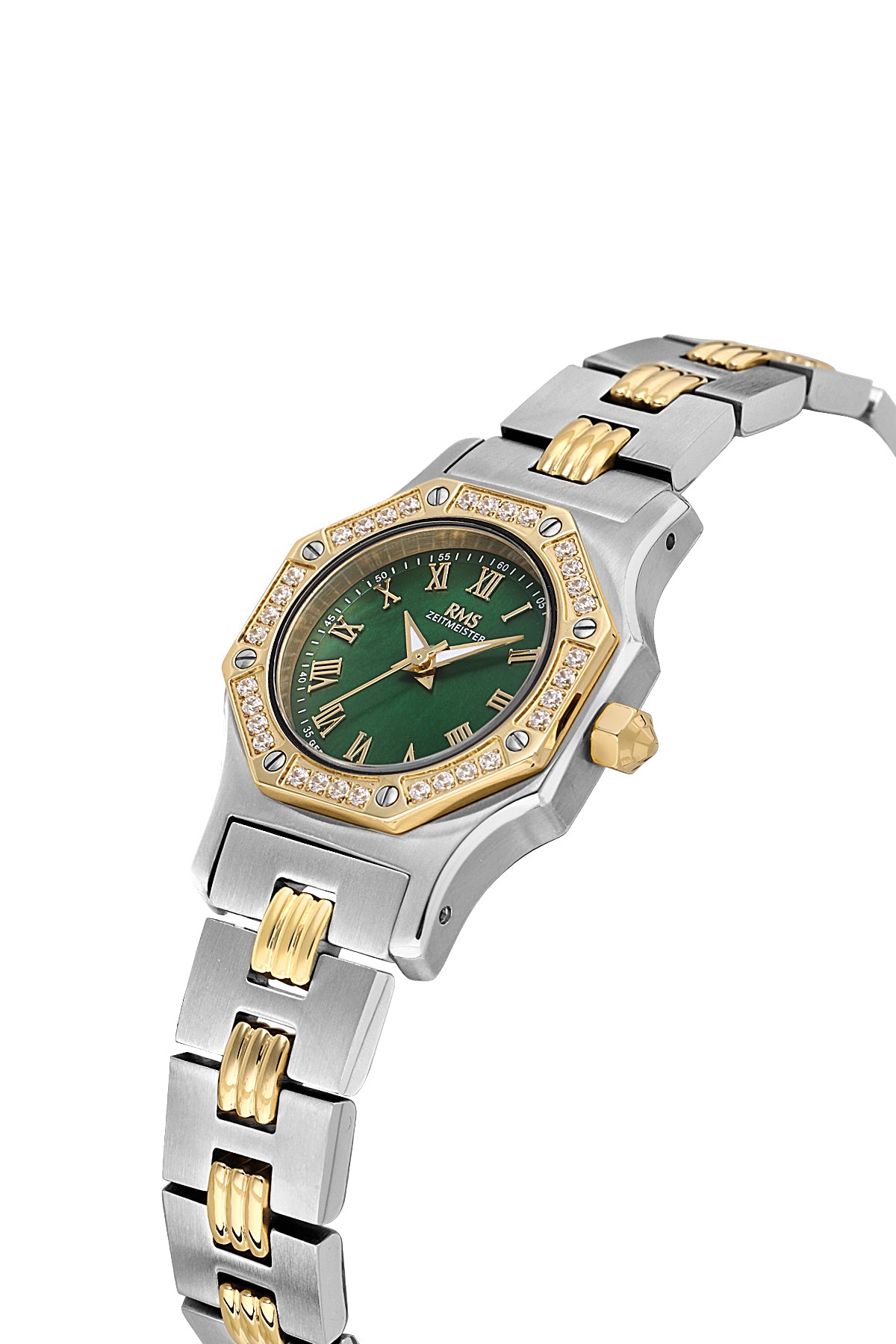 RMS Women's Green Dial Gold & Silver Stone Detailed Stainless Steel Watch - RMS.1.AG2107.49 - 3