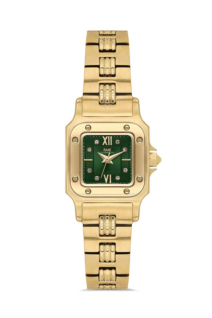 RMS Zeitmeister Green Dial Gold Plated Women's Watch - Stainless Steel Bracelet - RMS.1.AG2108.29
