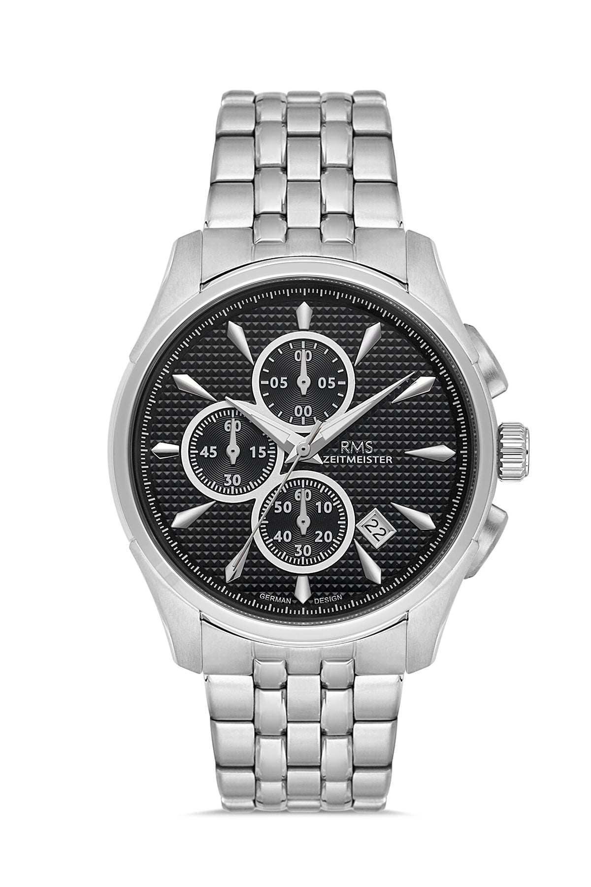 RMS Men's Black Dial Silver Stainless Steel Watch - RMS.1.AG2111.12