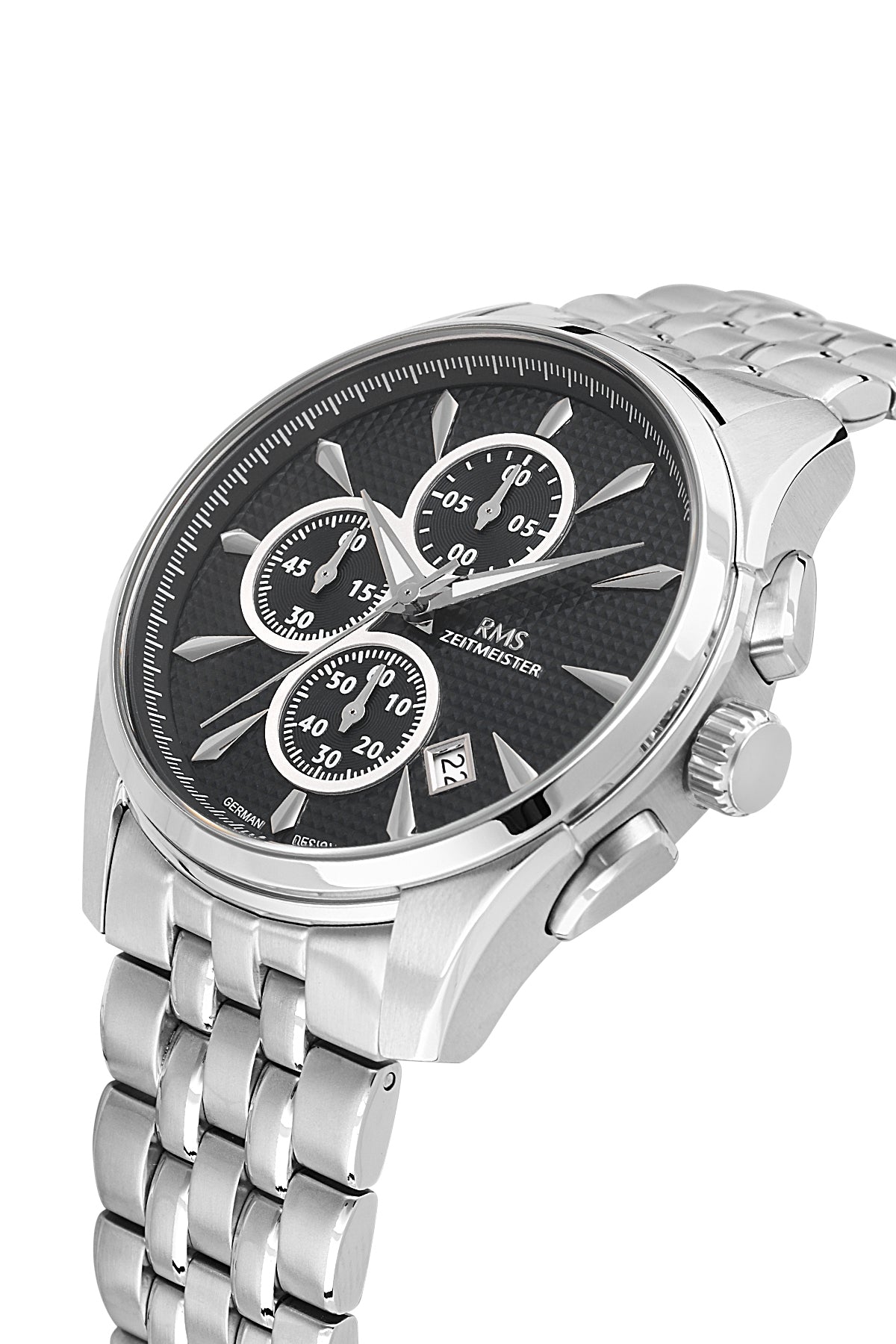RMS Men's Black Dial Silver Stainless Steel Watch - RMS.1.AG2111.12
