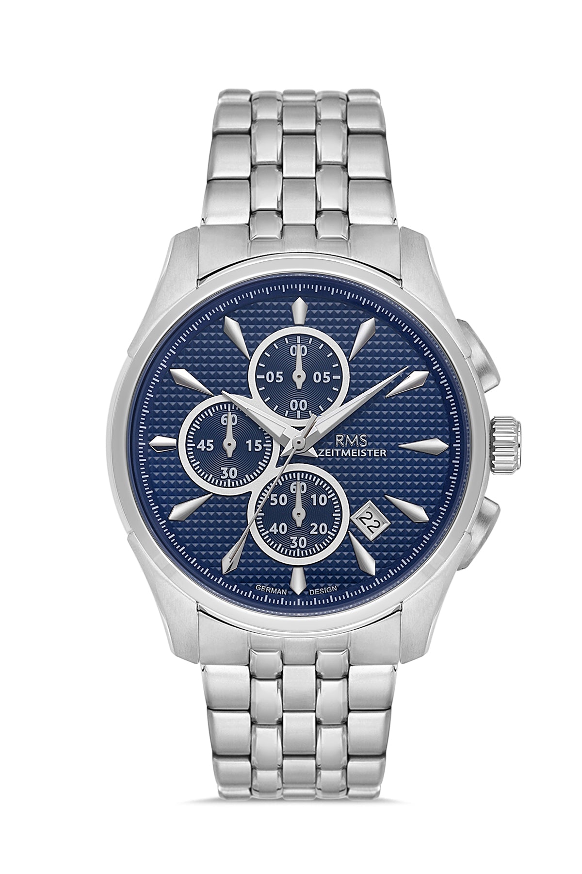 RMS Men's Blue Dial Silver Stainless Steel Watch - RMS.1.AG2111.13