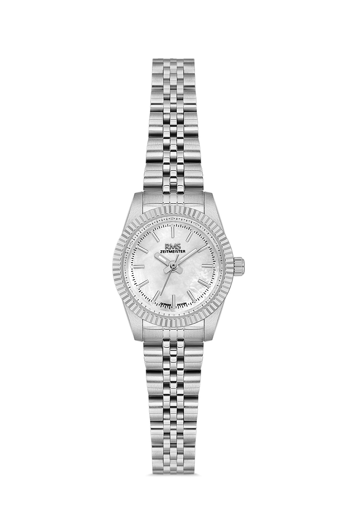 RMS Zeitmeister RMS.1.AG2117.10 women's watch with silver dial, silver case and stainless steel bracelet