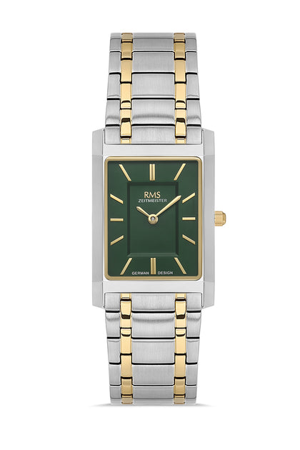 RMS Zeitmeister Green Dial Gold & Silver Plated Women's Watch - Stainless Steel Bracelet - RMS.1.AG2121.49