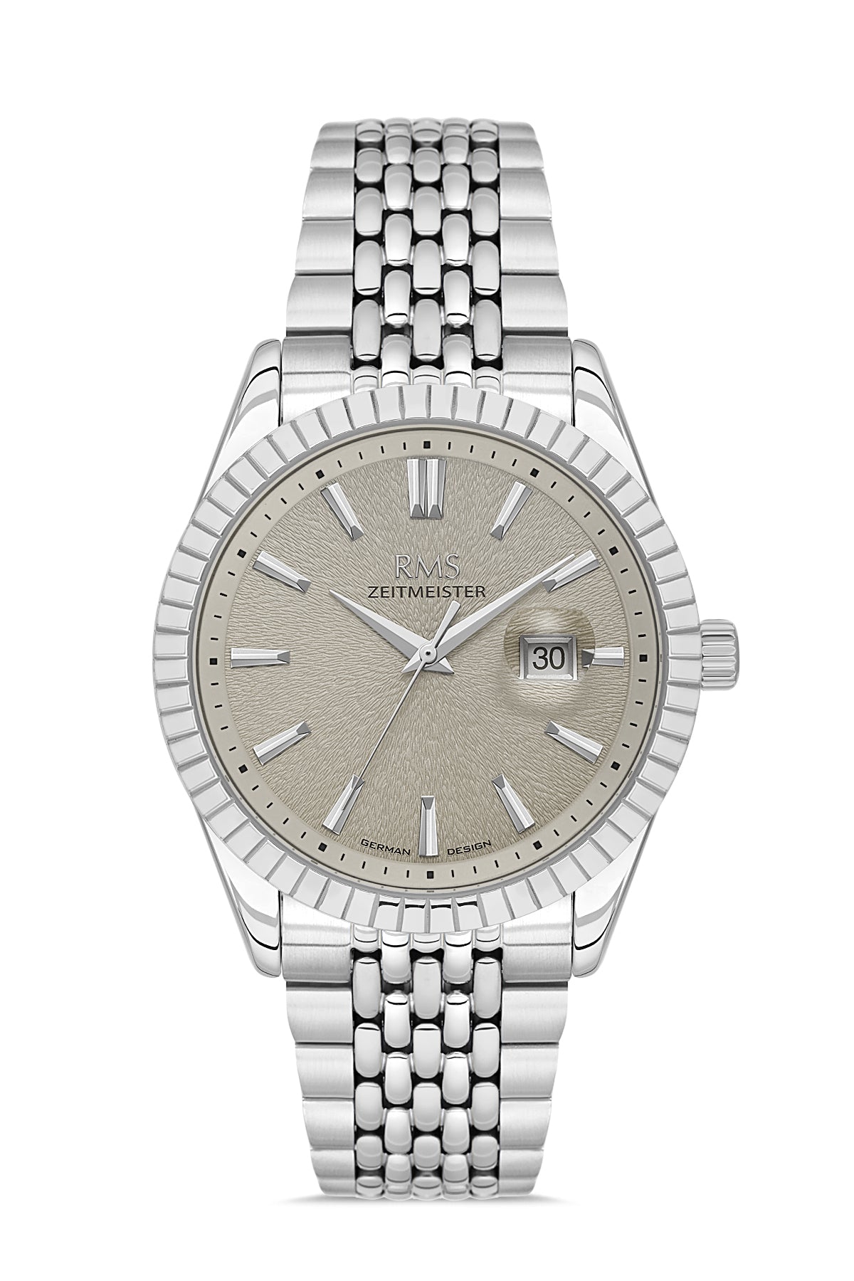RMS Men's Gray Dial Silver Calendar Stainless Steel Watch - RMS.1.AG2125.115