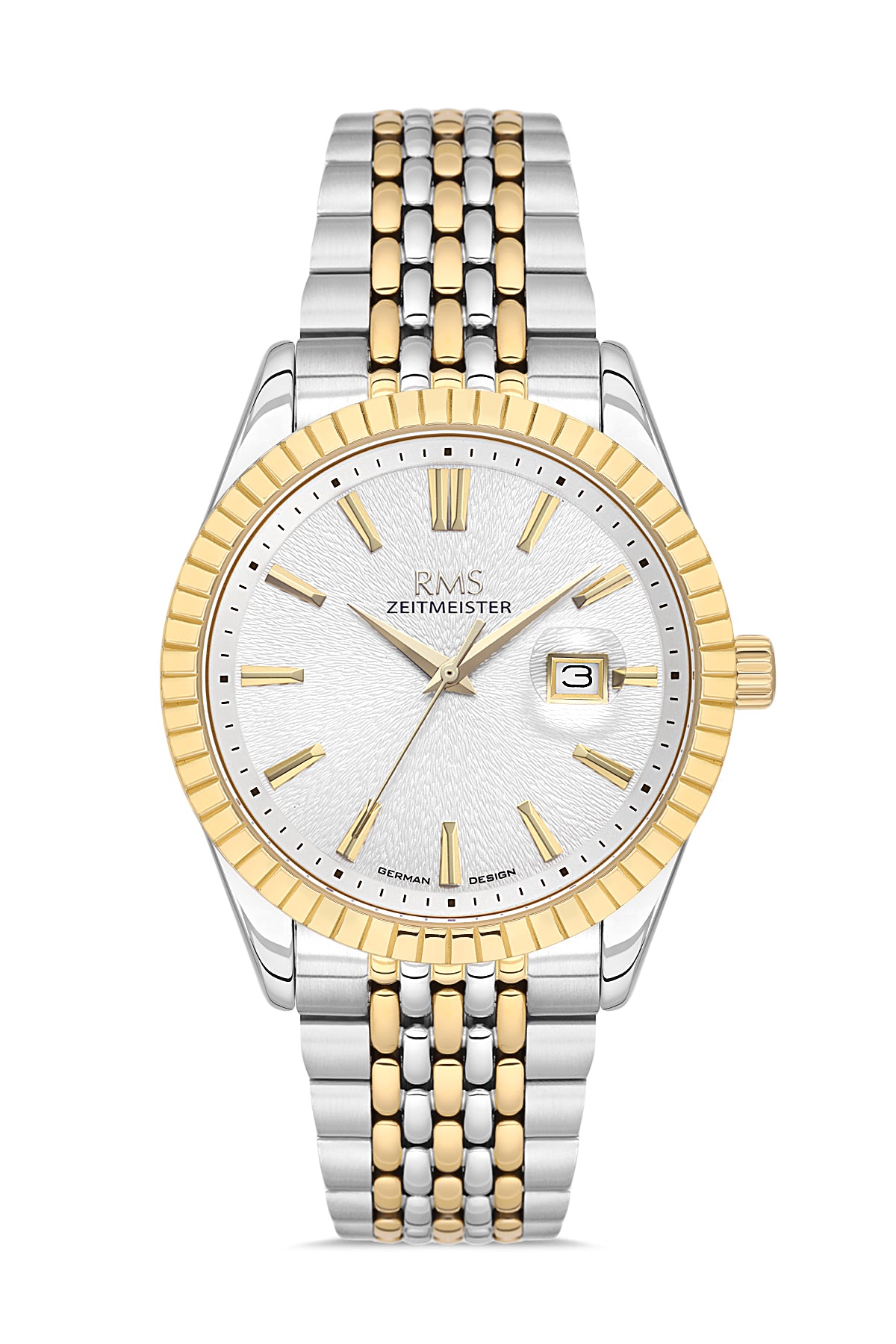 RMS Men's Silver Dial Gold & Silver Calendar Stainless Steel Watch - RMS.1.AG2125.40