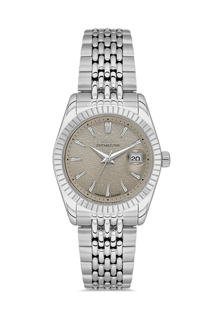RMS Zeitmeister Grey Dial Silver Plated Women's Watch - Stainless Steel Bracelet - RMS.1.AG2126.115