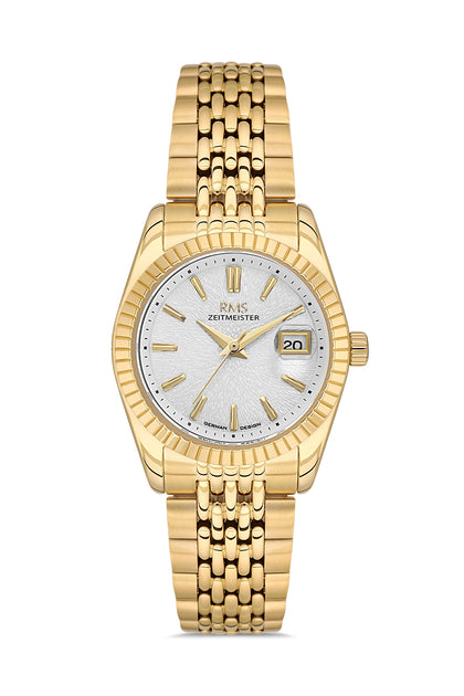 RMS Zeitmeister Silver Dial Gold Plated Women's Watch - Stainless Steel Bracelet - RMS.1.AG2126.20