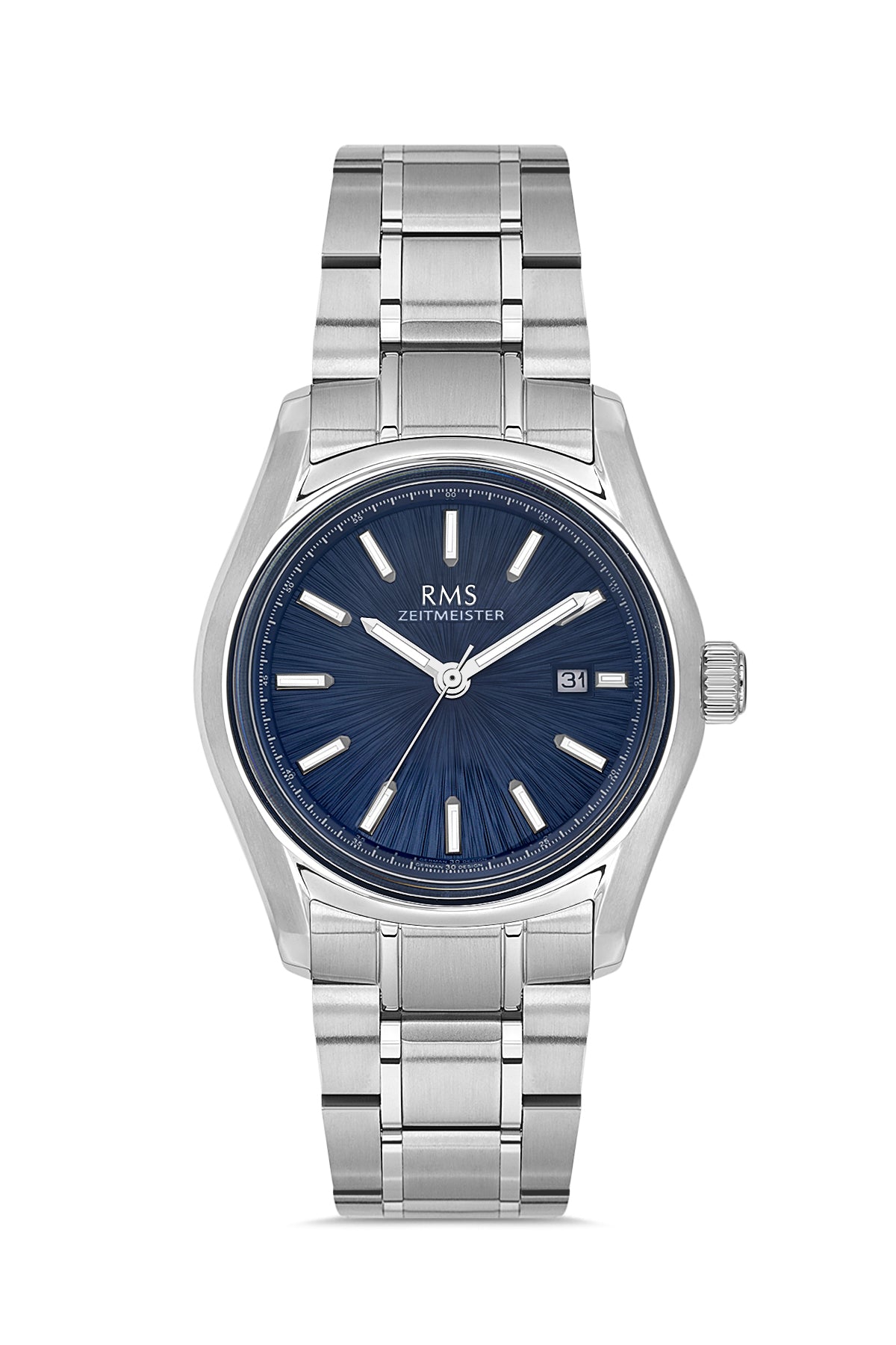 RMS Men's Blue Dial Silver Stainless Steel Watch - RMS.1.AG2127.13