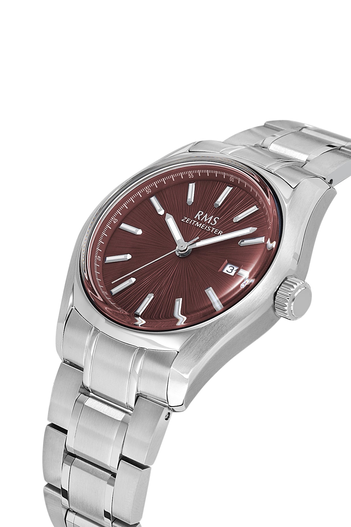 RMS Men's Brown Dial Silver Stainless Steel Watch - RMS.1.AG2127.17